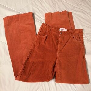Princess Polly Rust Corduroy Flare Pant, size 6